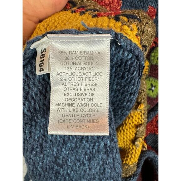 SUSAN BRISTOL multicolor patchwork embroidered knit cardigan sweater L NWT - Picture 9 of 11